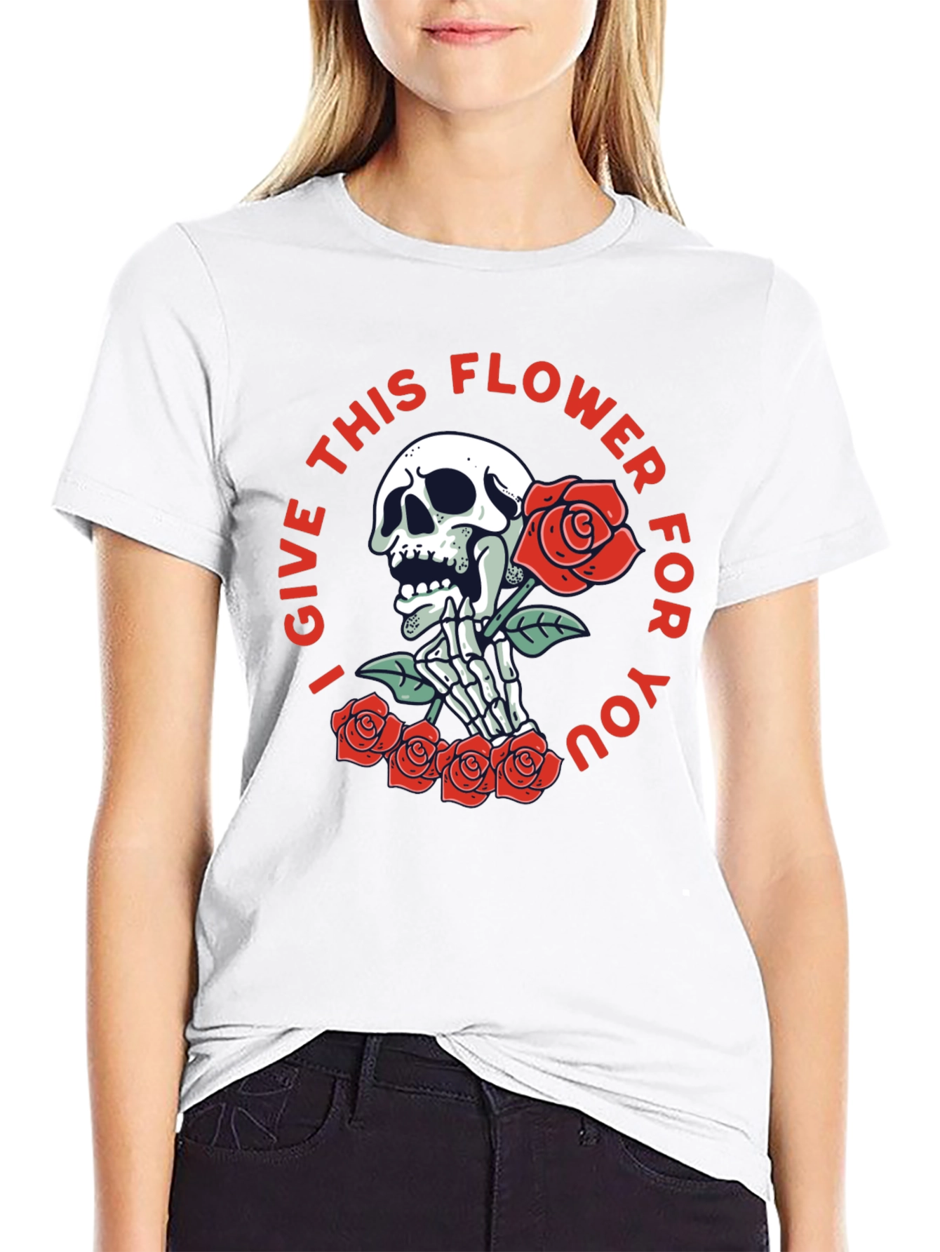 Skull & Roses Graphic Print Tee