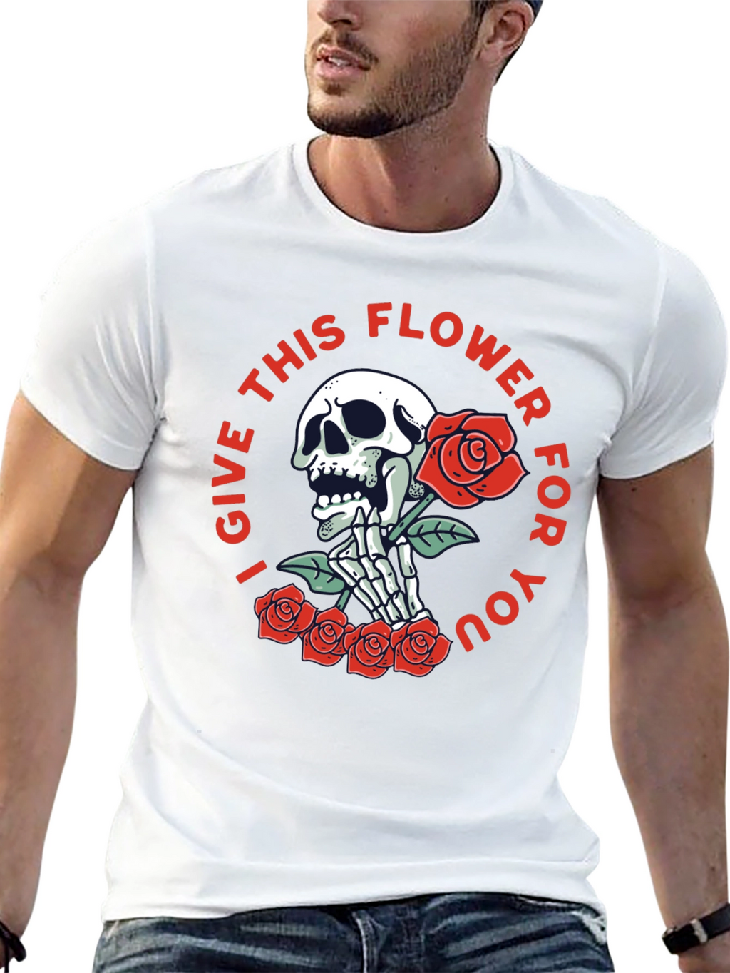 Skull & Roses Graphic Print Tee