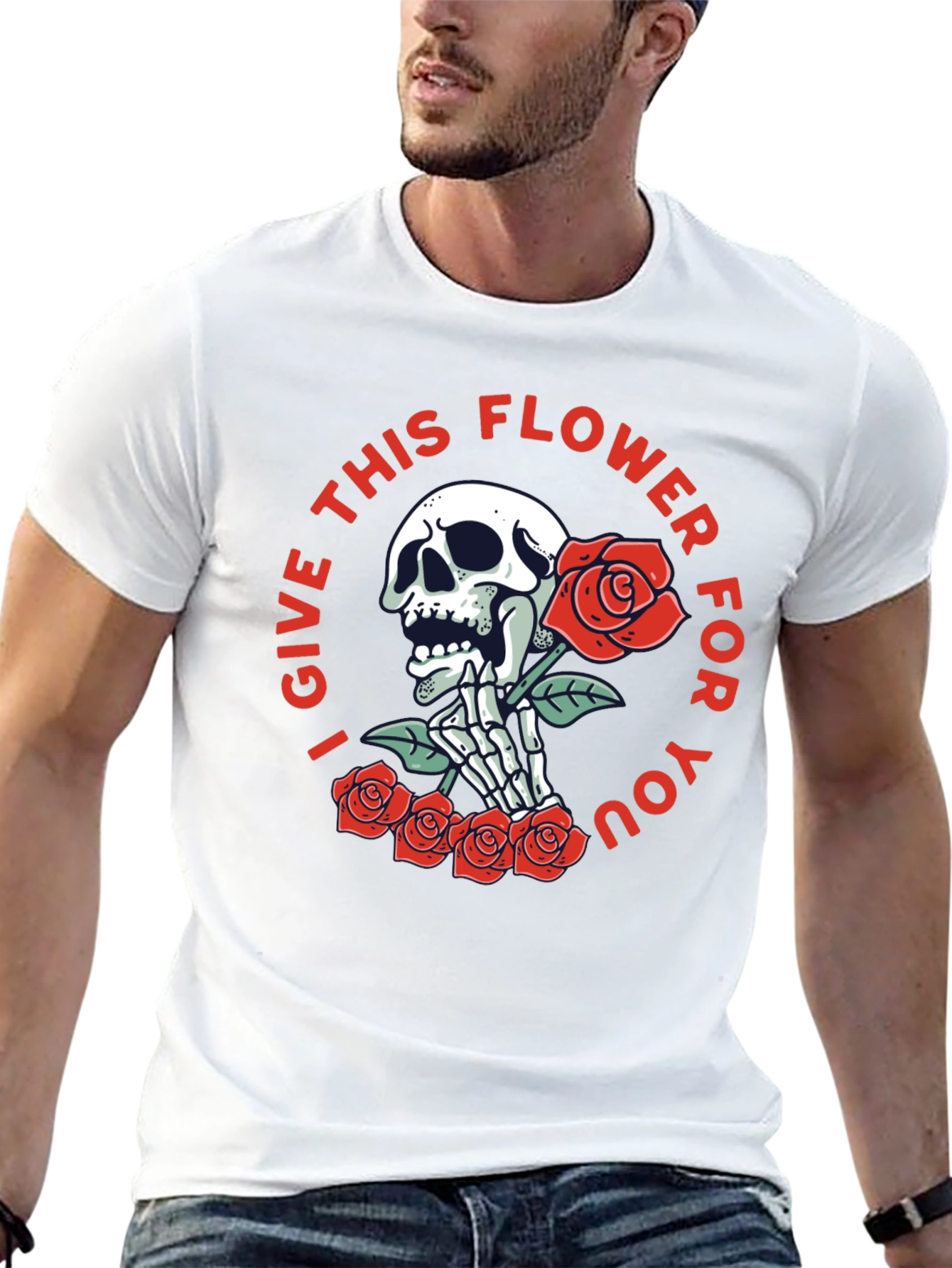 Skull & Roses Graphic Print Tee