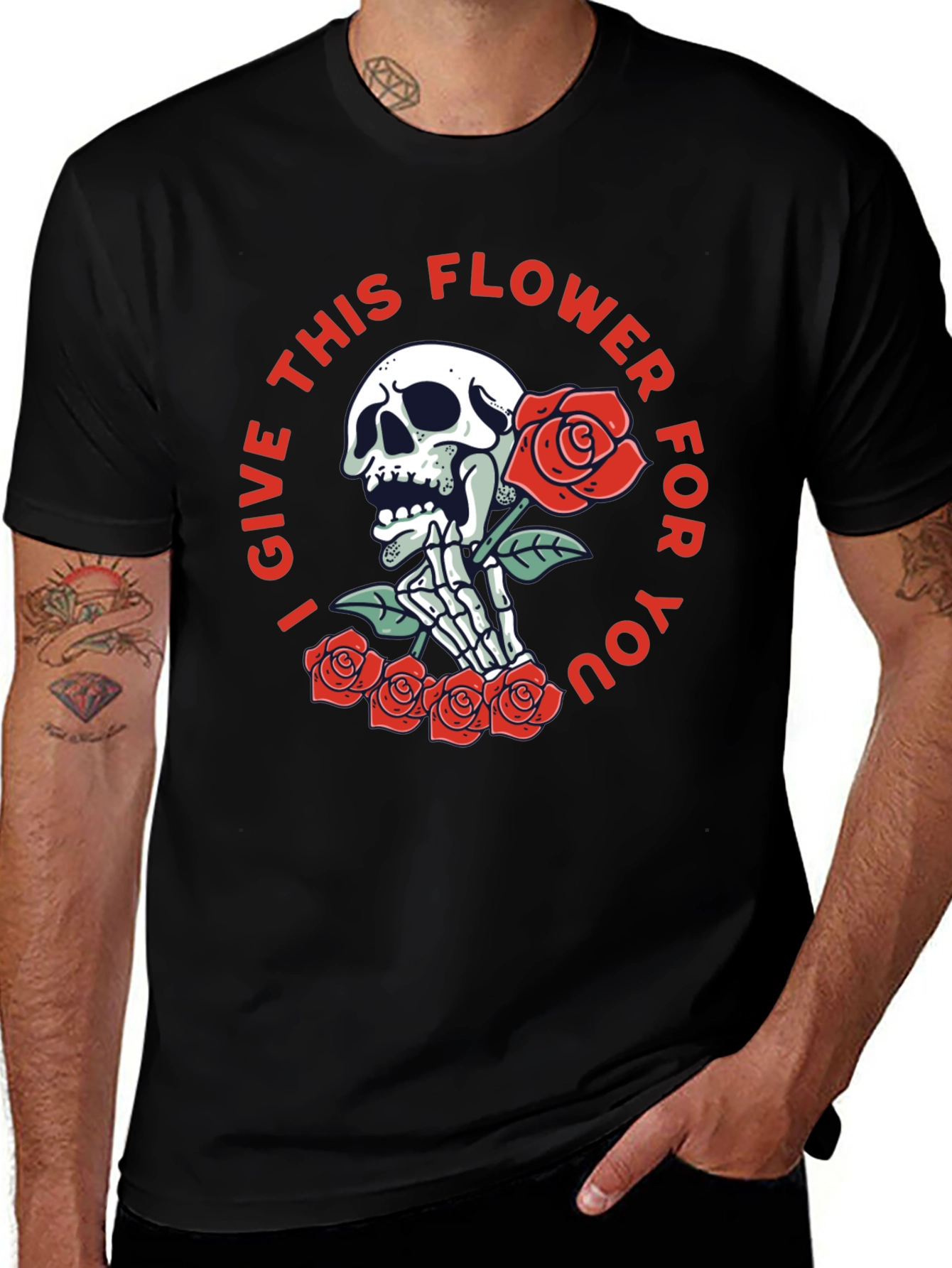 Skull & Roses Graphic Print Tee
