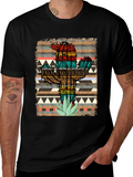 Cactus Pattern Mens Black T-Shirt