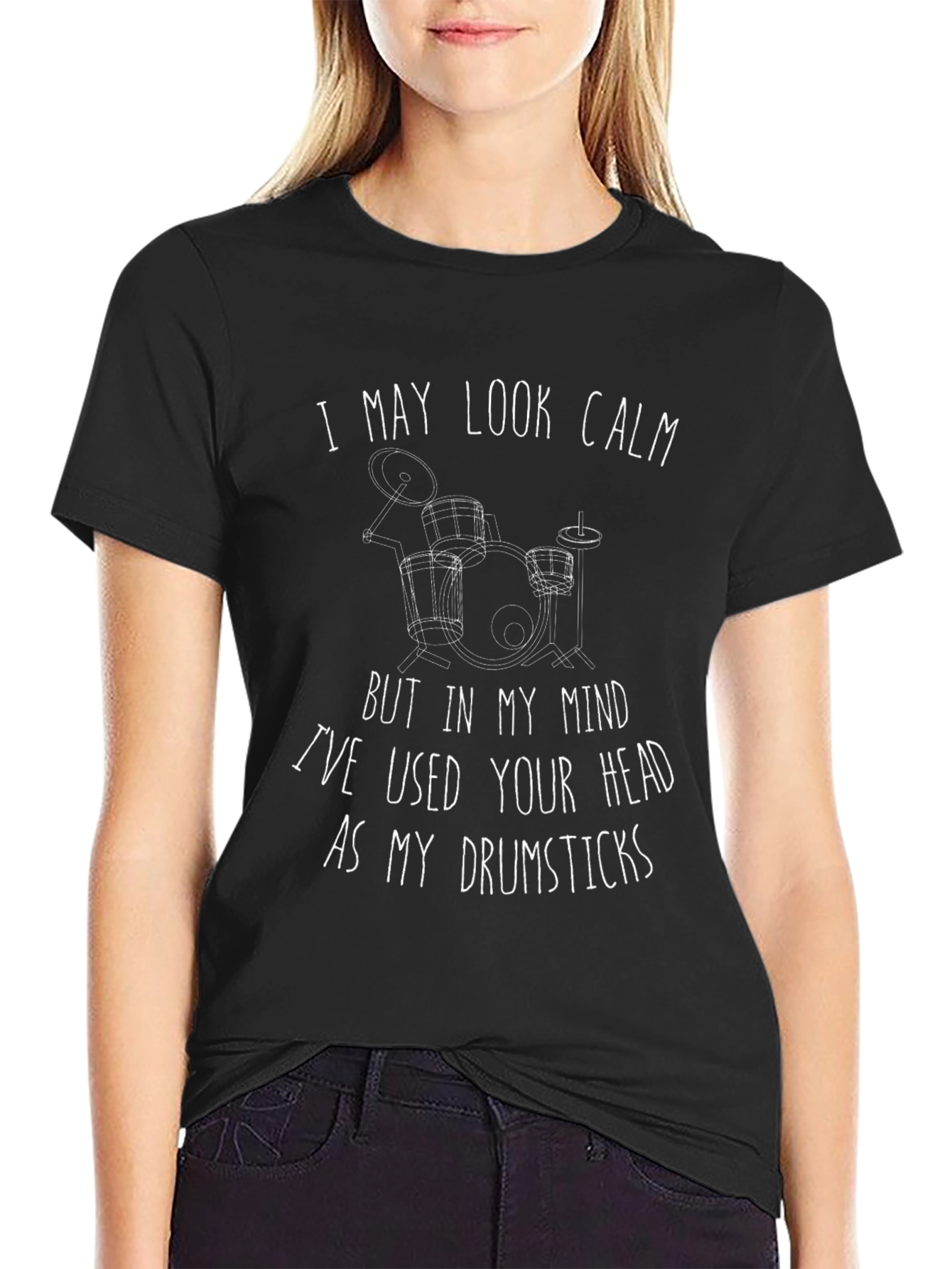 Calm Drummer T-Shirt - Drumsticks Head Tee