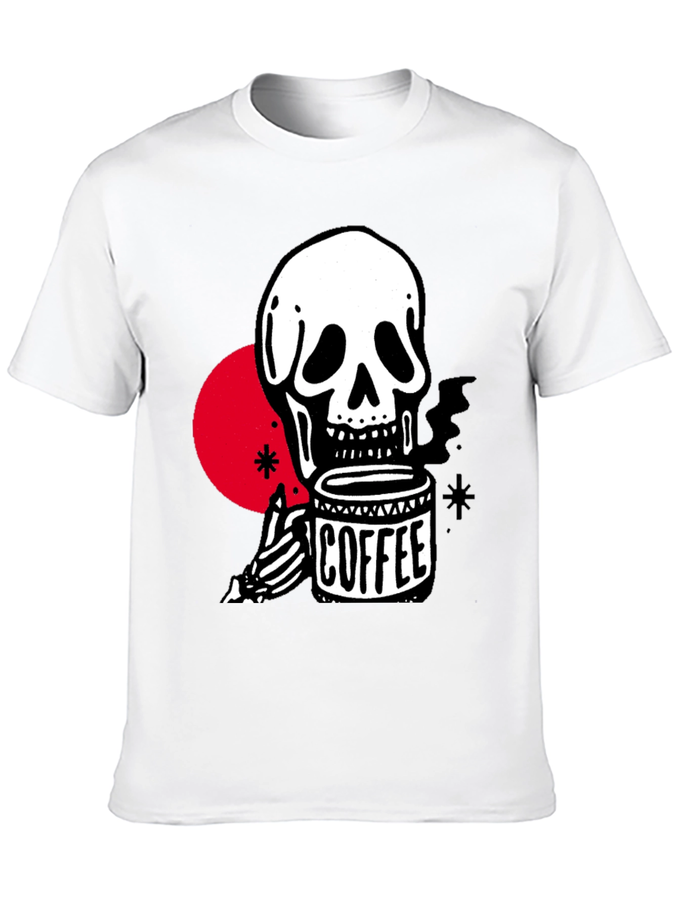 Coffee Skull Graphic T-Shirt - Trendy Skeleton Tee