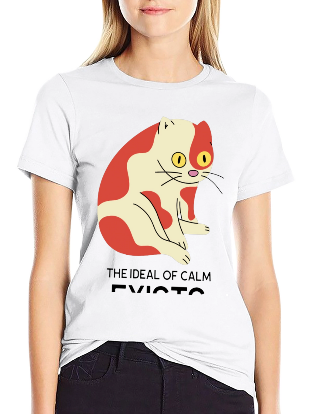Mens Ideal of Calm Exists Cat Graphic T-Shirt