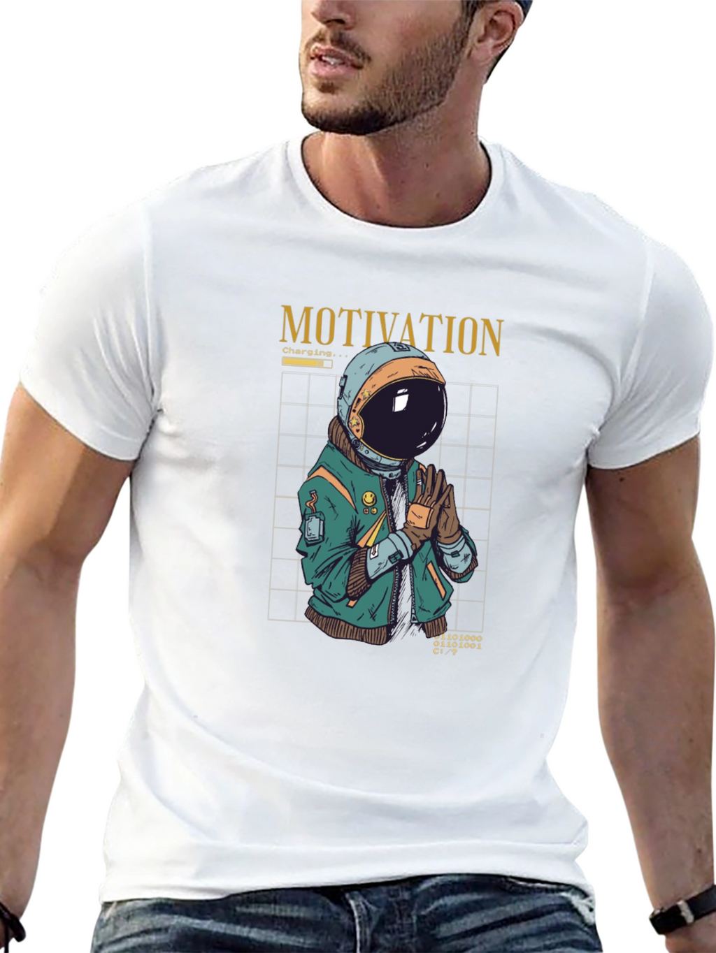 Motivation Astronaut Graphic T-Shirt - Black