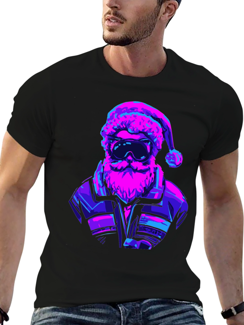 Retro Santa T-Shirt - Black