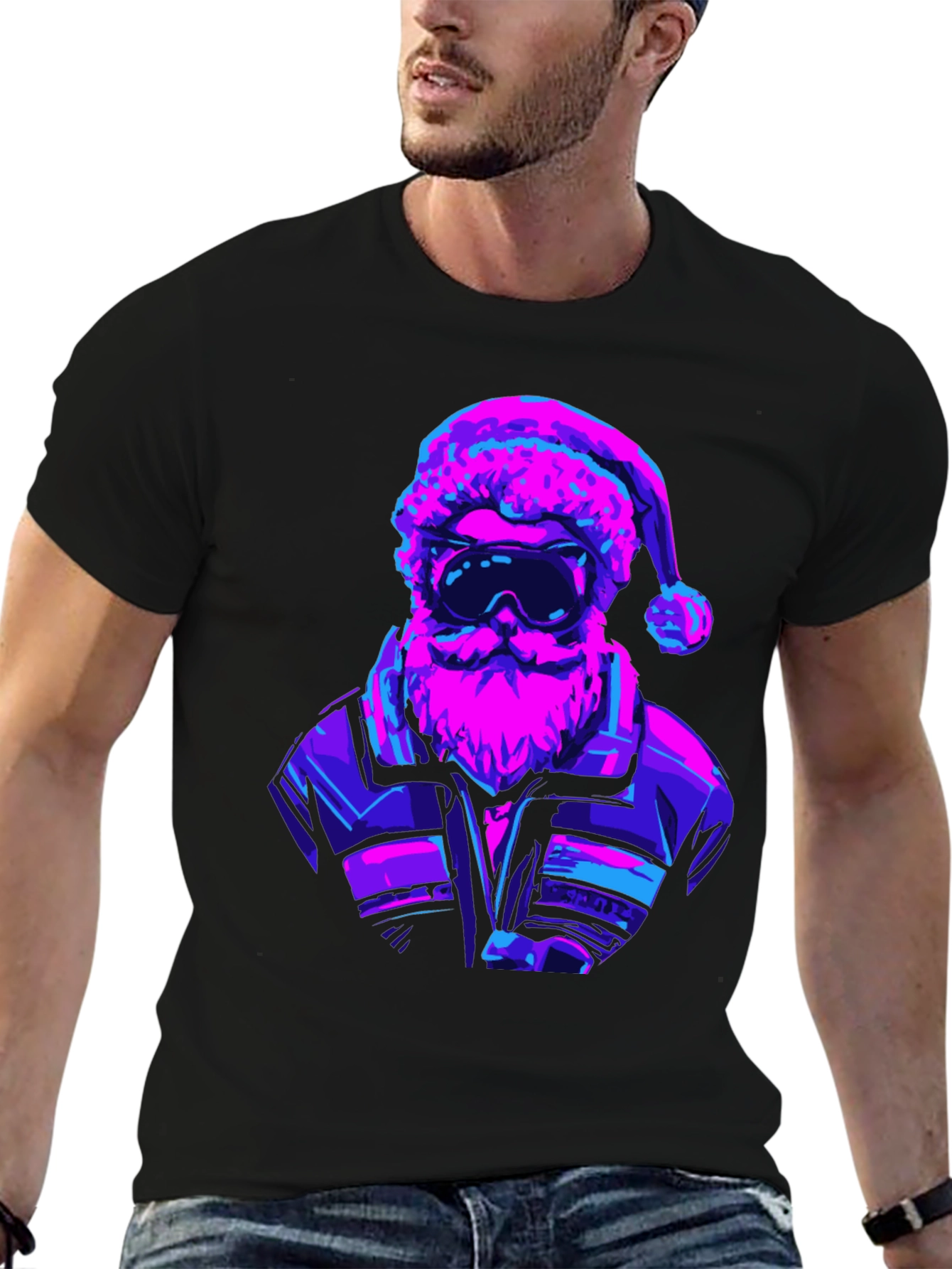 Retro Santa T-Shirt - Black