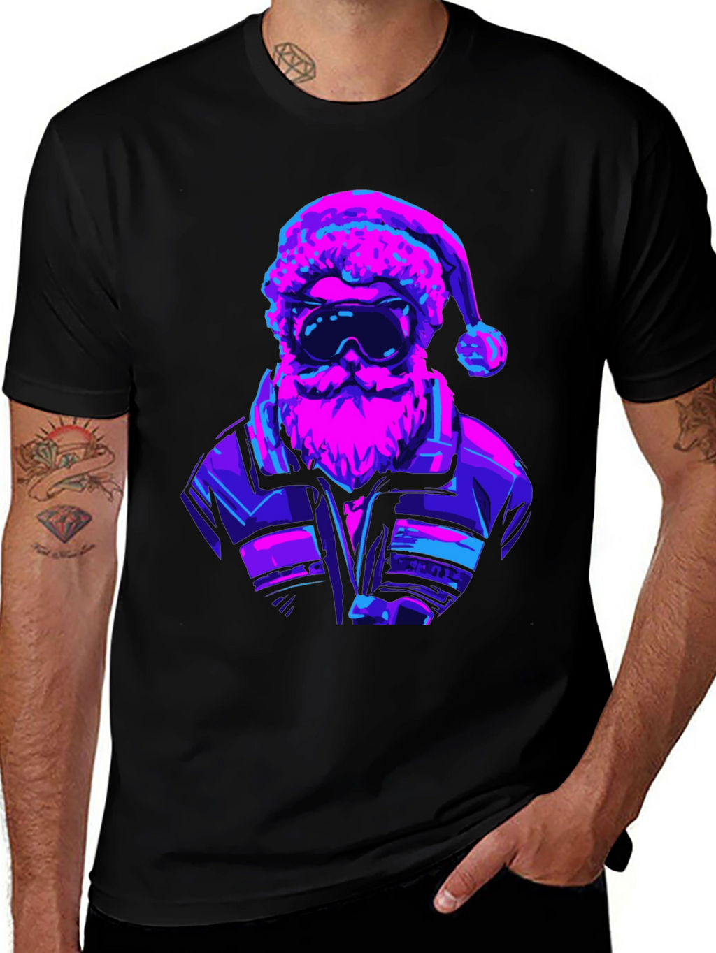 Retro Santa T-Shirt - Black