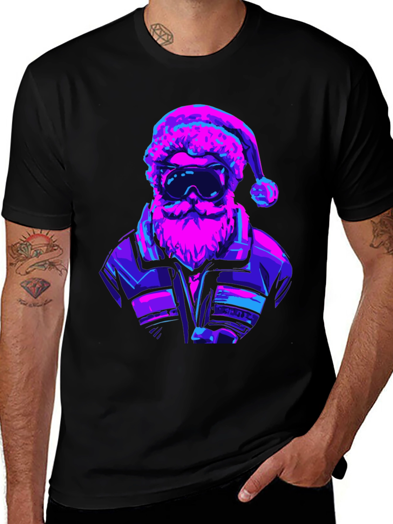 Retro Santa T-Shirt - Black