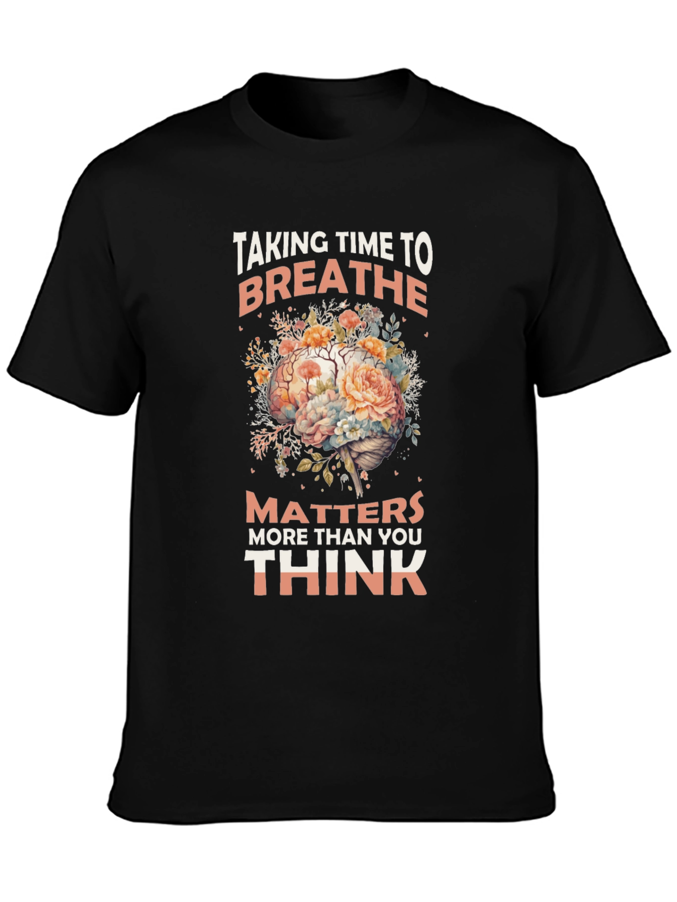 Breathe Floral Brain Graphic T-Shirt