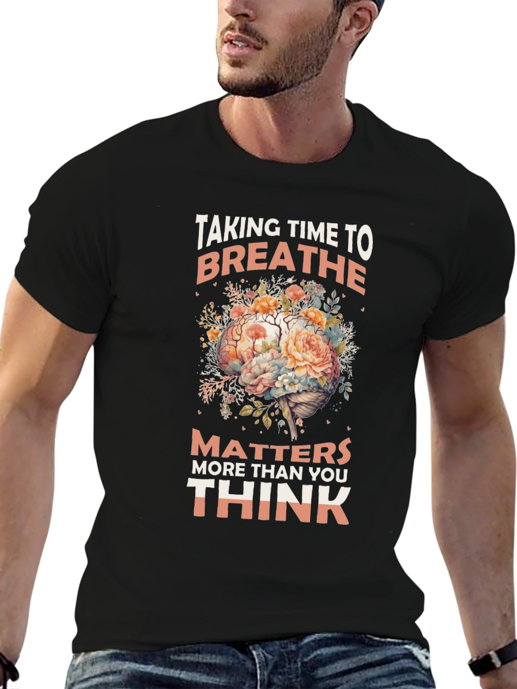 Breathe Floral Brain Graphic T-Shirt