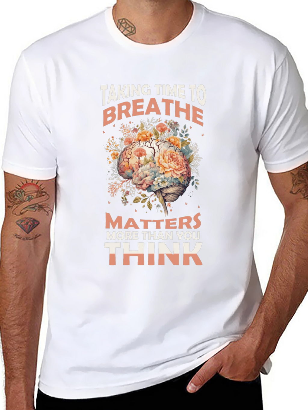 Breathe Floral Brain Graphic T-Shirt
