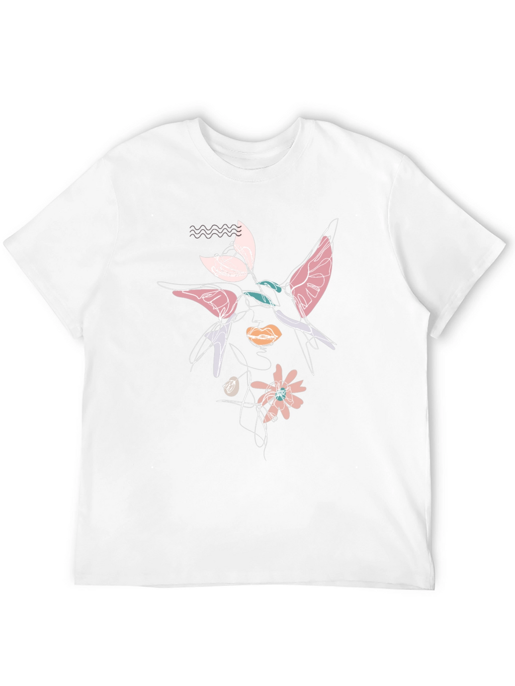 Abstract Floral Graphic Print Black T-Shirt
