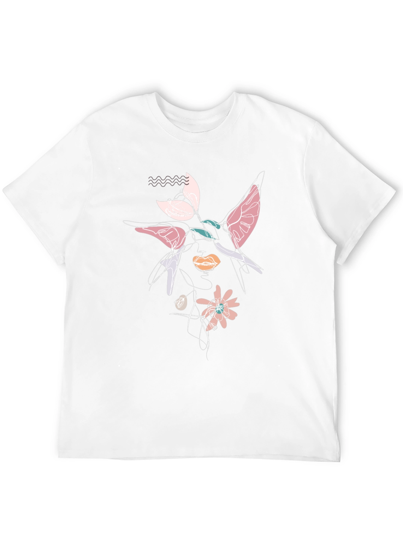 Abstract Floral Graphic Print Black T-Shirt