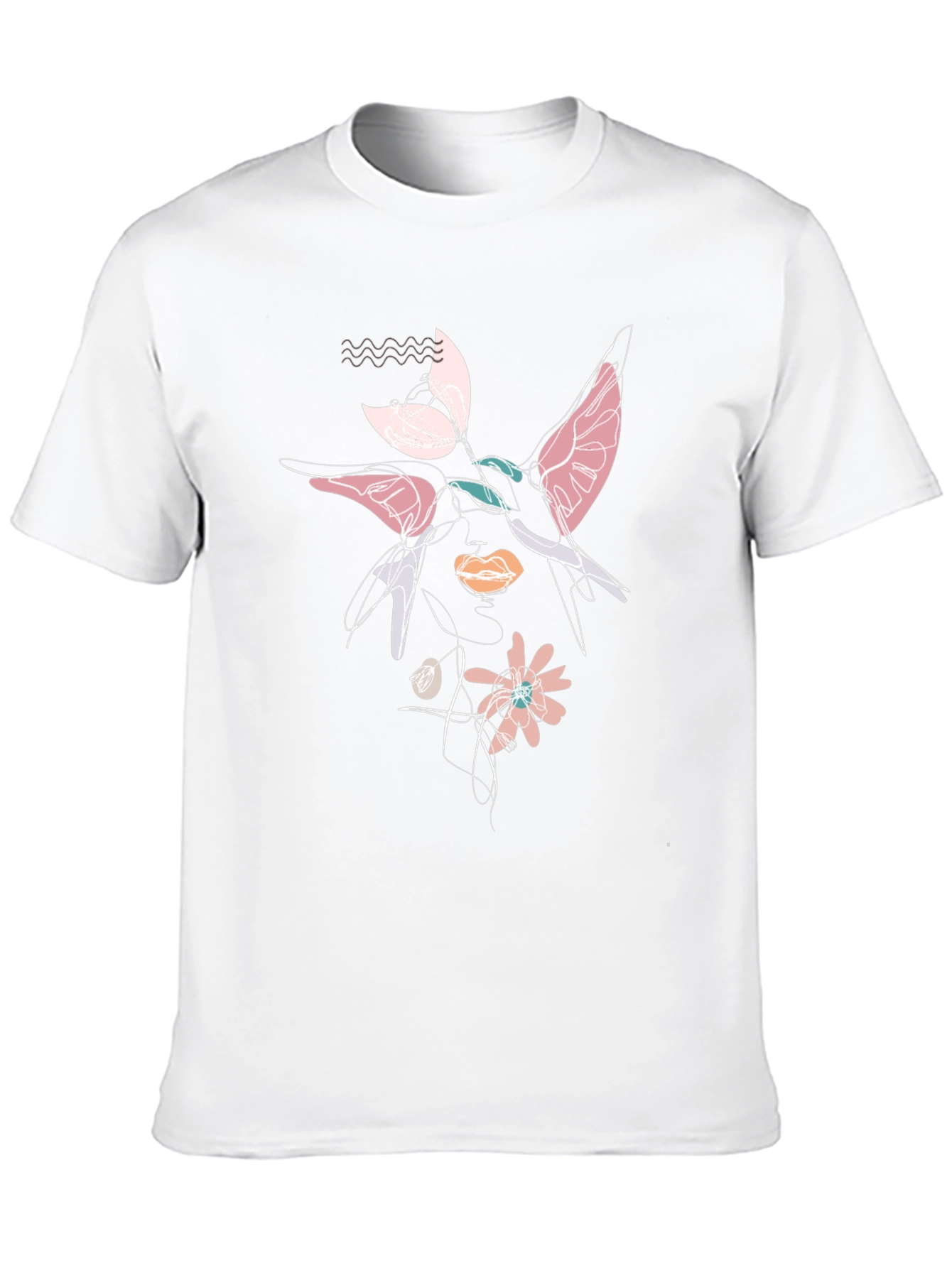 Abstract Floral Graphic Print Black T-Shirt