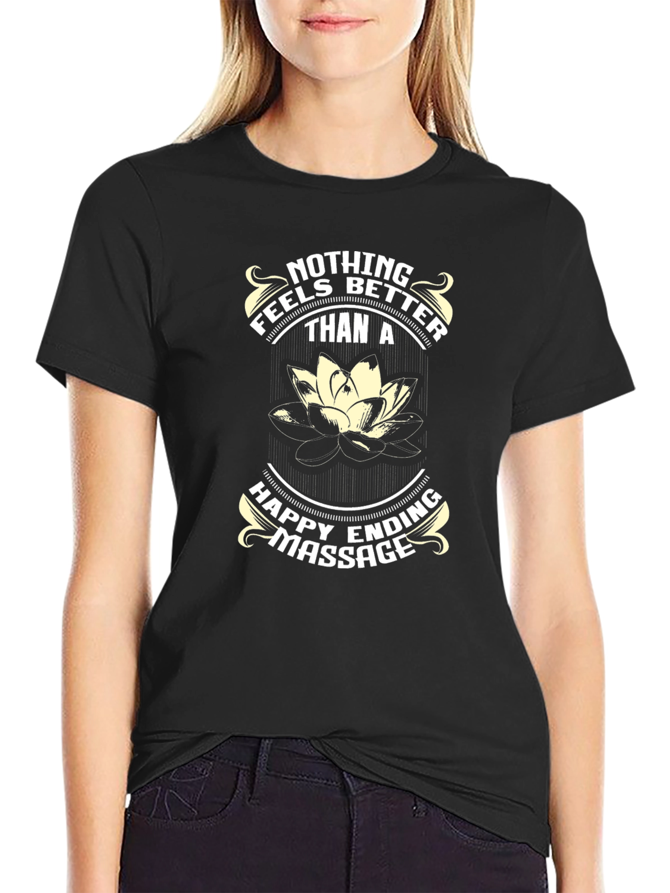 Happy Ending Massage T-Shirt - Funny Lotus Flower Tee