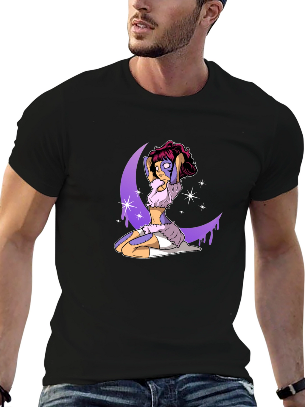 Fantasy Moon Girl Graphic Tee - Black