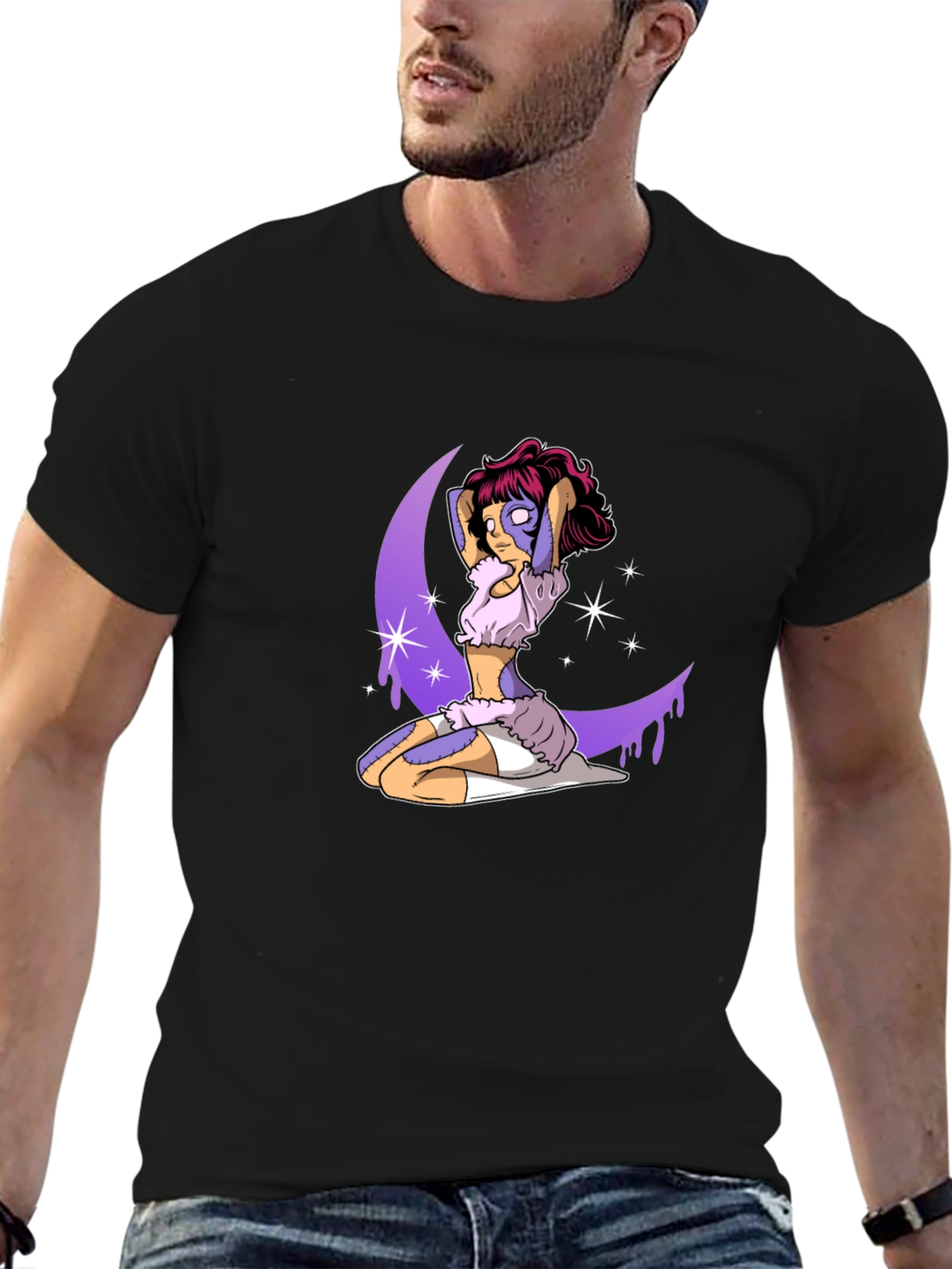 Fantasy Moon Girl Graphic Tee - Black