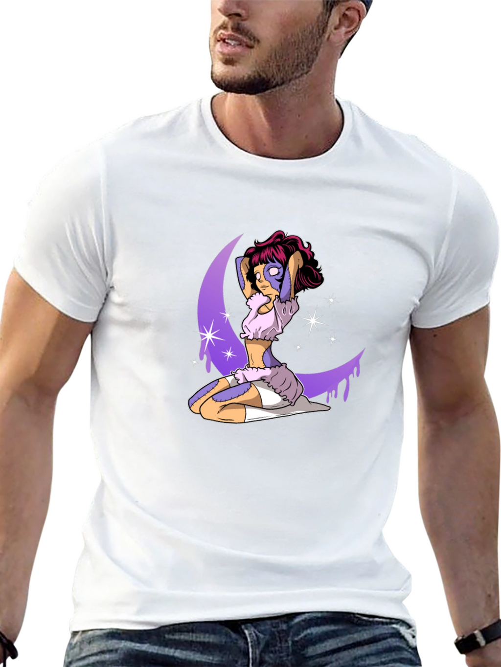 Fantasy Moon Girl Graphic Tee - Black