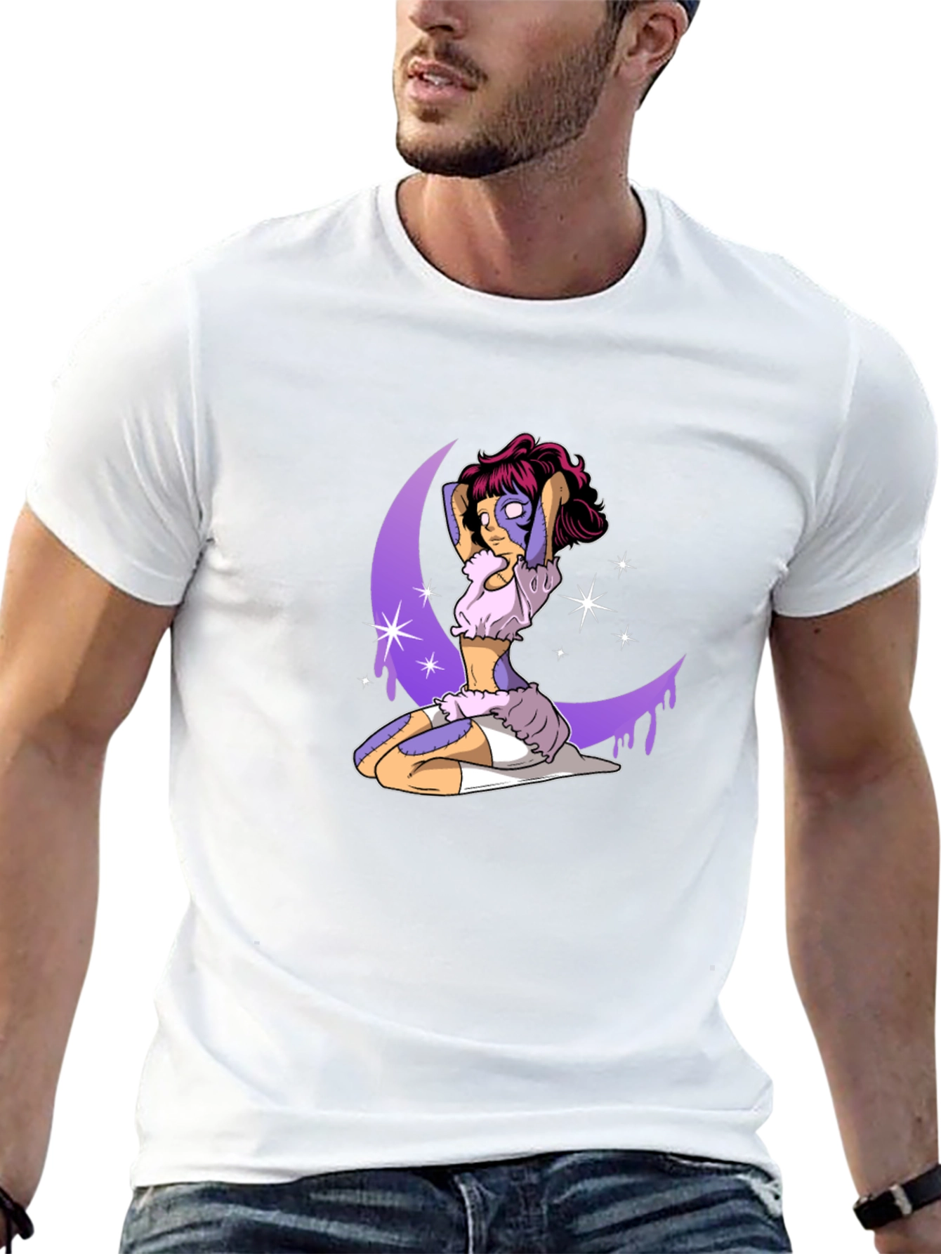 Fantasy Moon Girl Graphic Tee - Black