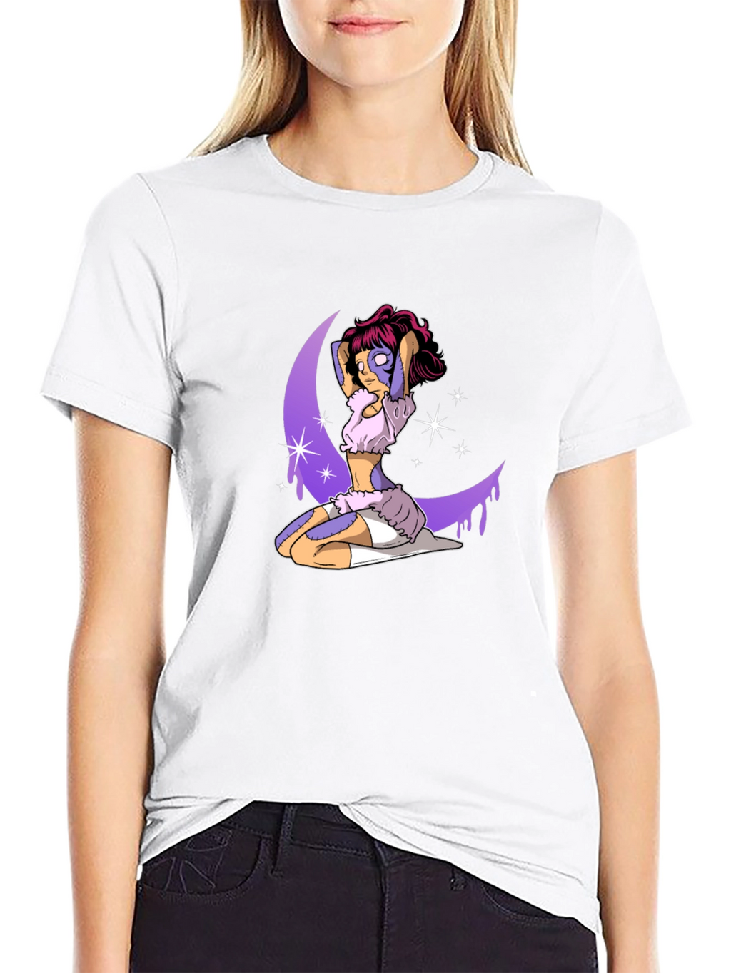Fantasy Moon Girl Graphic Tee - Black