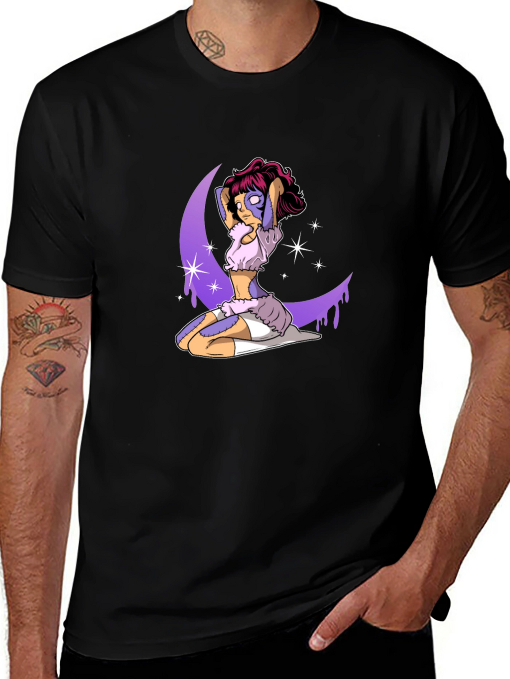 Fantasy Moon Girl Graphic Tee - Black