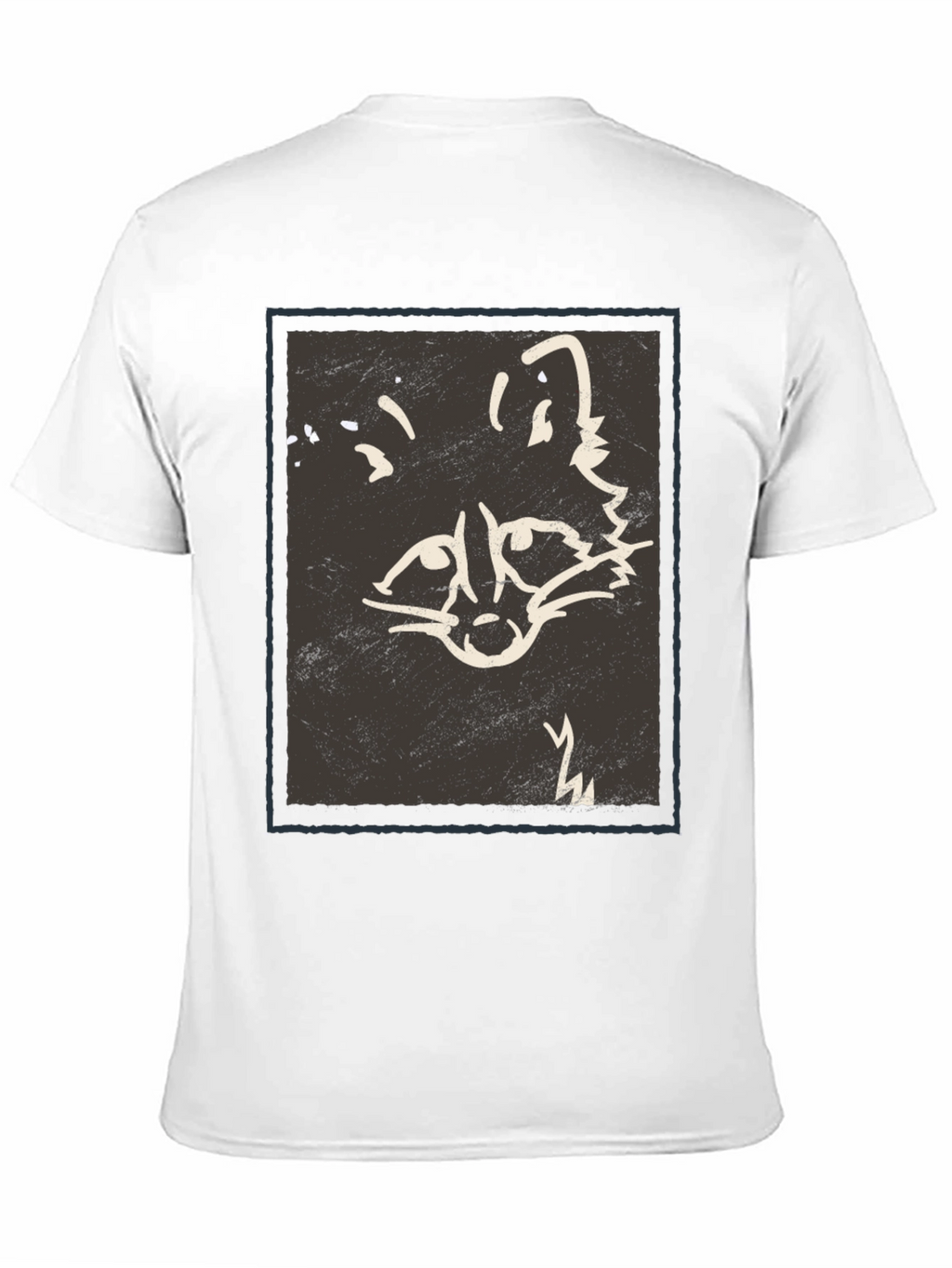 Abstract Raccoon Graphic Print Black T-Shirt