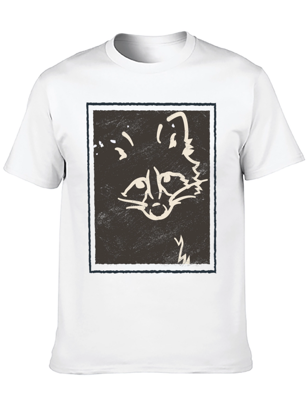 Abstract Raccoon Graphic Print Black T-Shirt