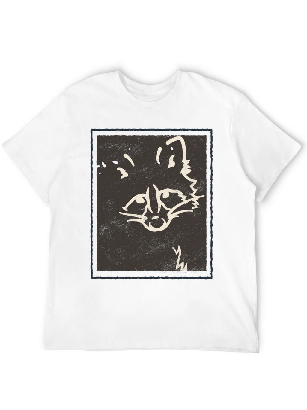 Abstract Raccoon Graphic Print Black T-Shirt