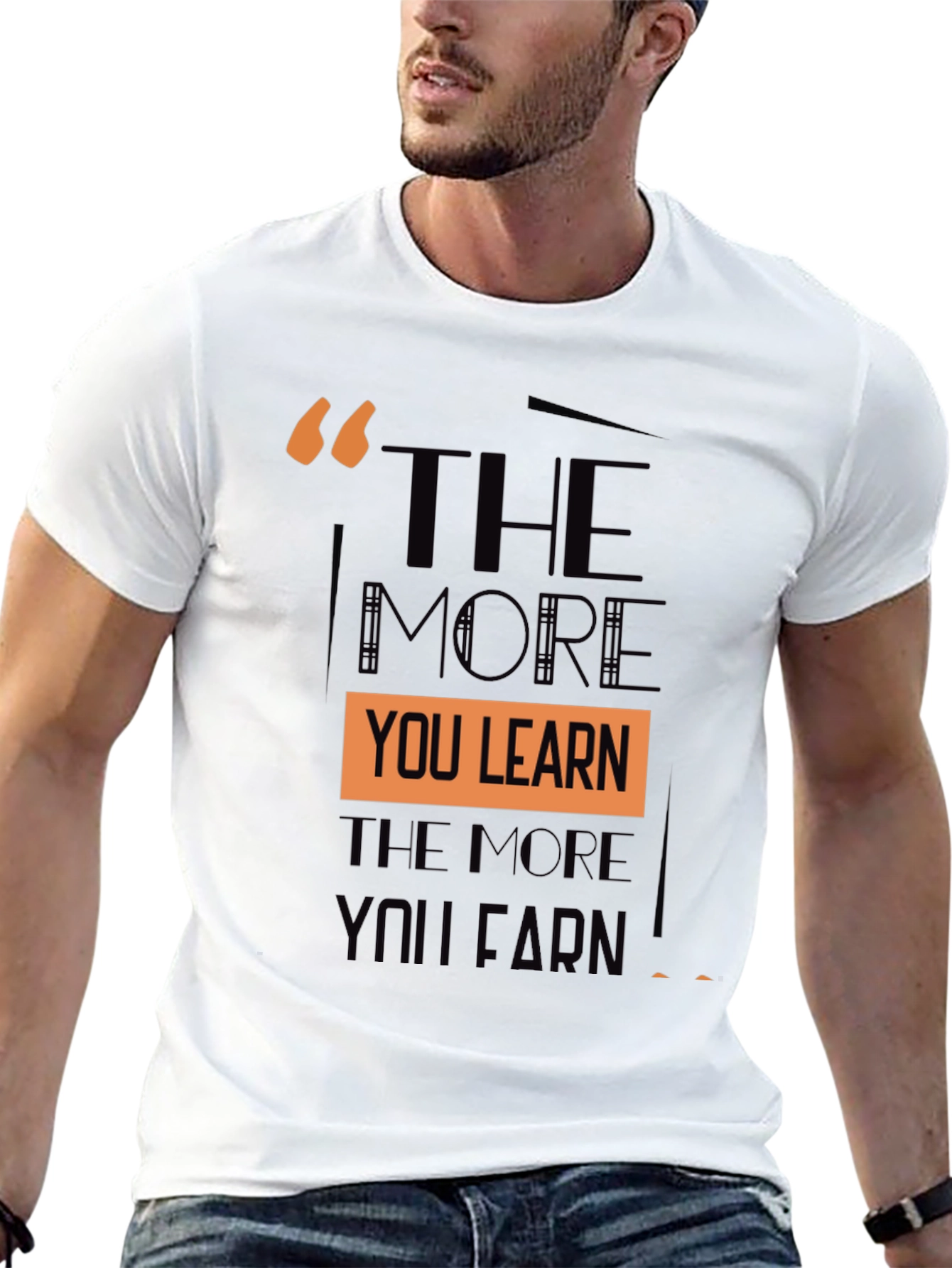 Inspirational The More You Learn Black T-Shirt