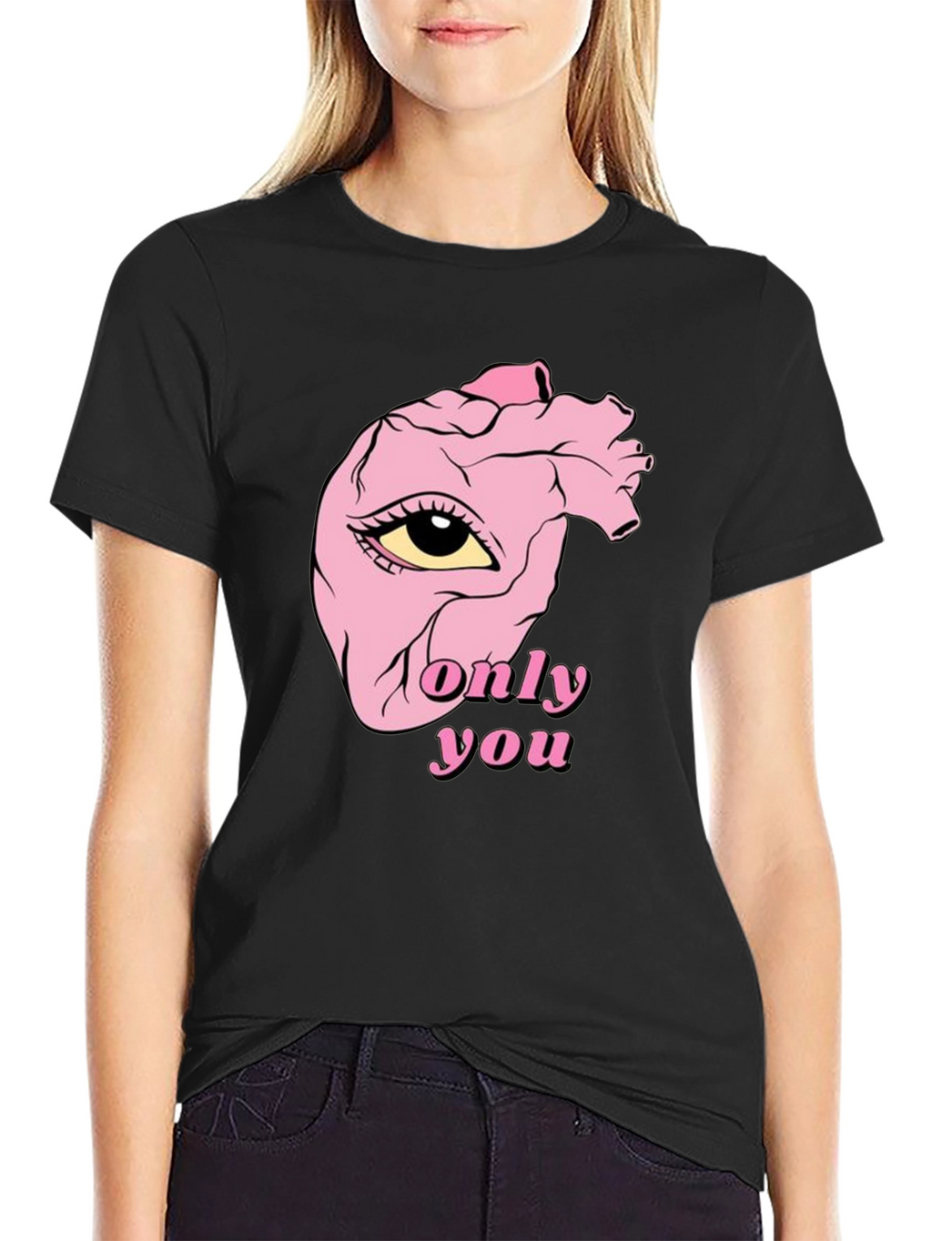 Only You Heart Eye Black T-Shirt