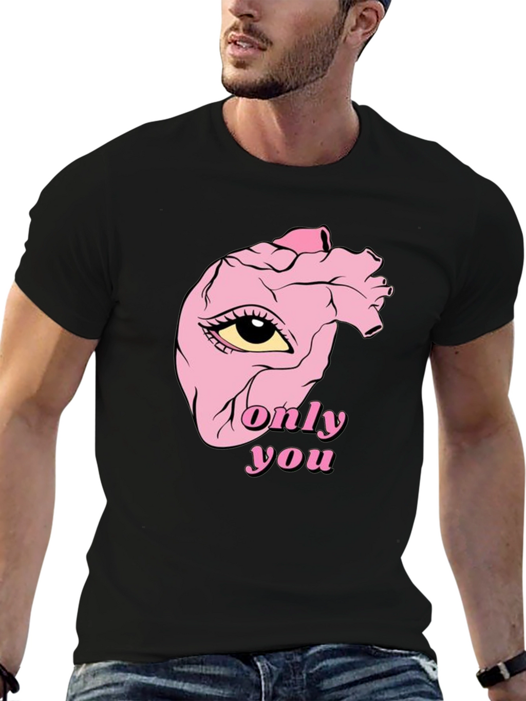 Only You Heart Eye Black T-Shirt