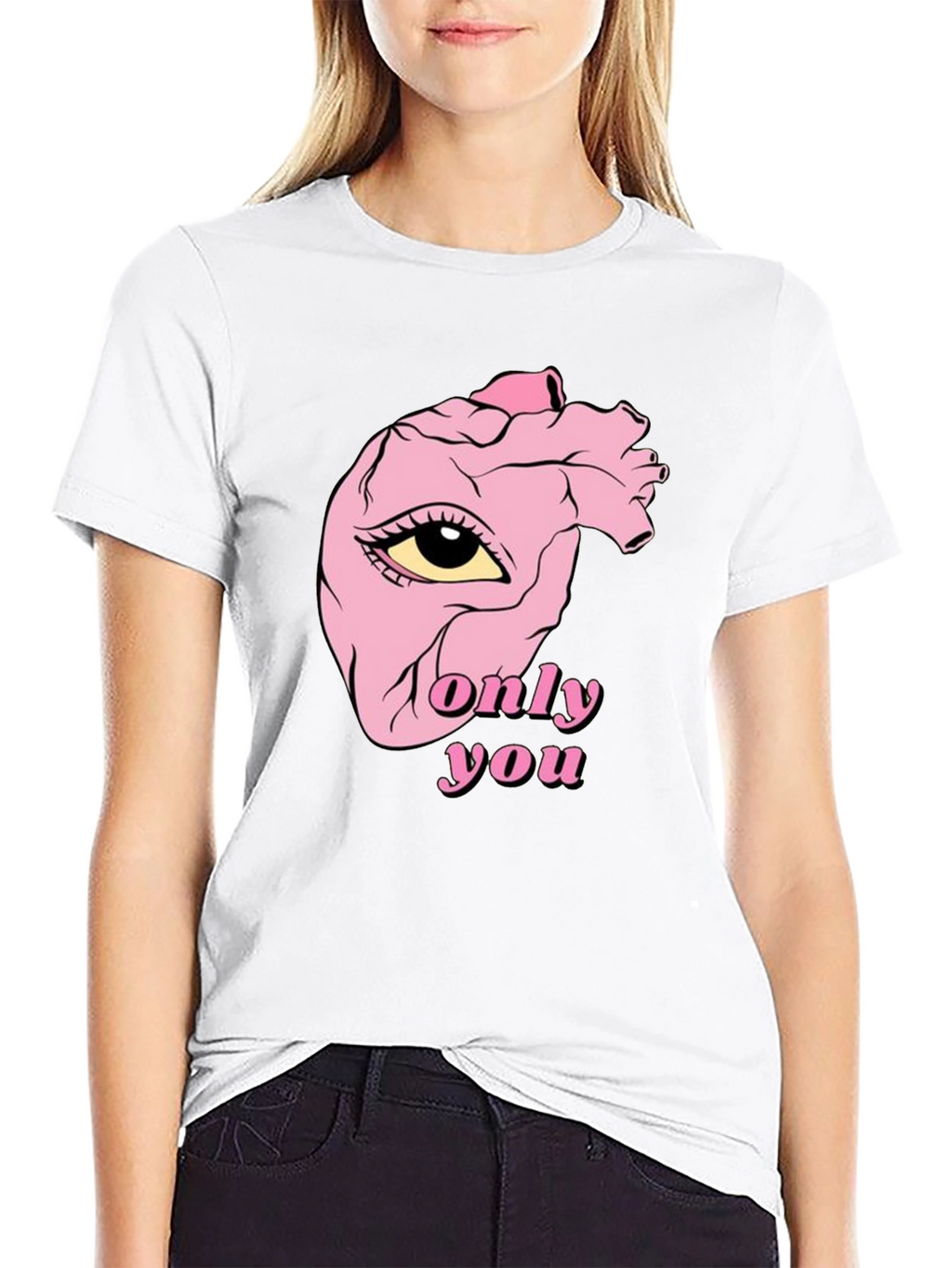 Only You Heart Eye Black T-Shirt
