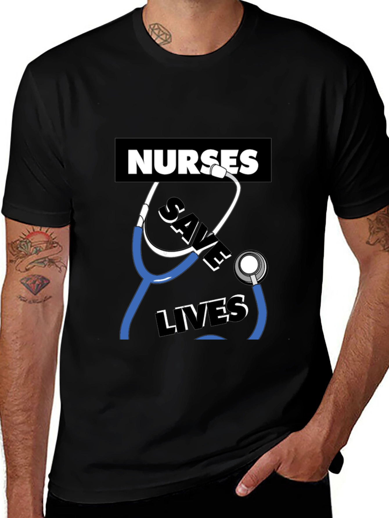Nurses Save Lives Graphic Tee - Black