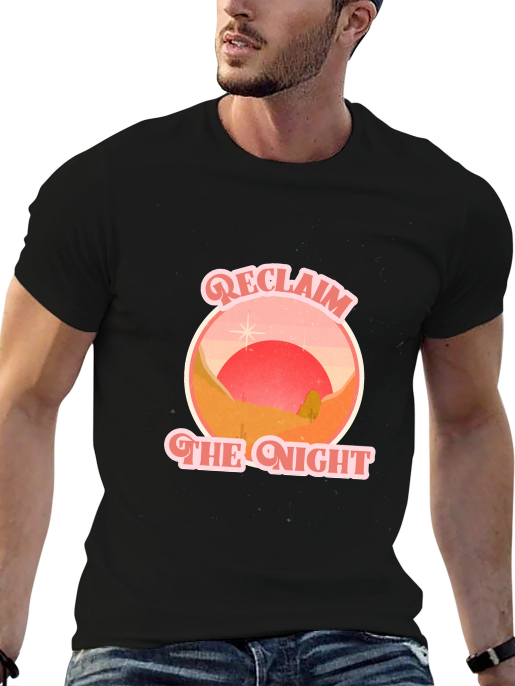 Reclaim the Night Graphic Tee - Retro Desert T-Shirt