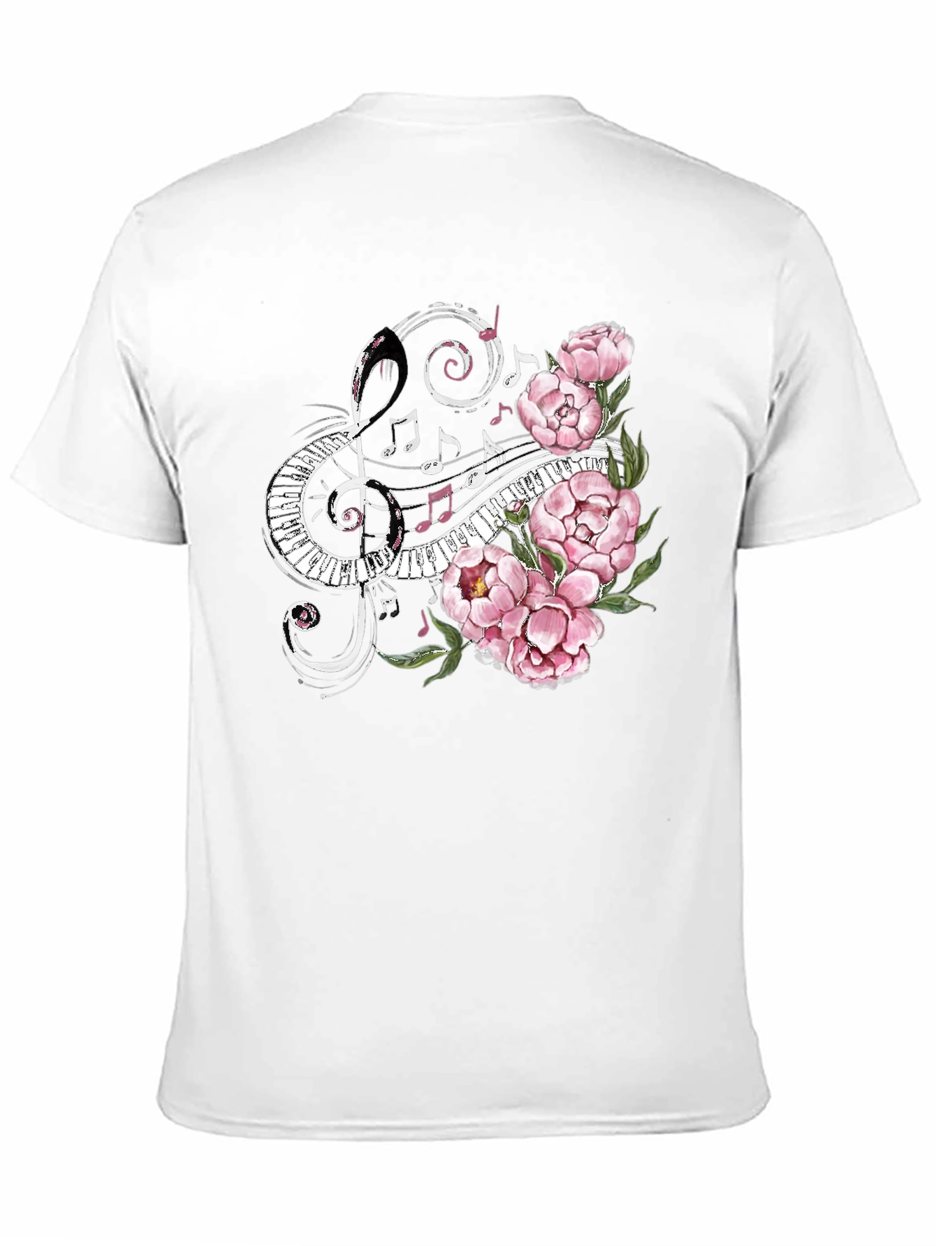 Musical Florals Mens Black Tee
