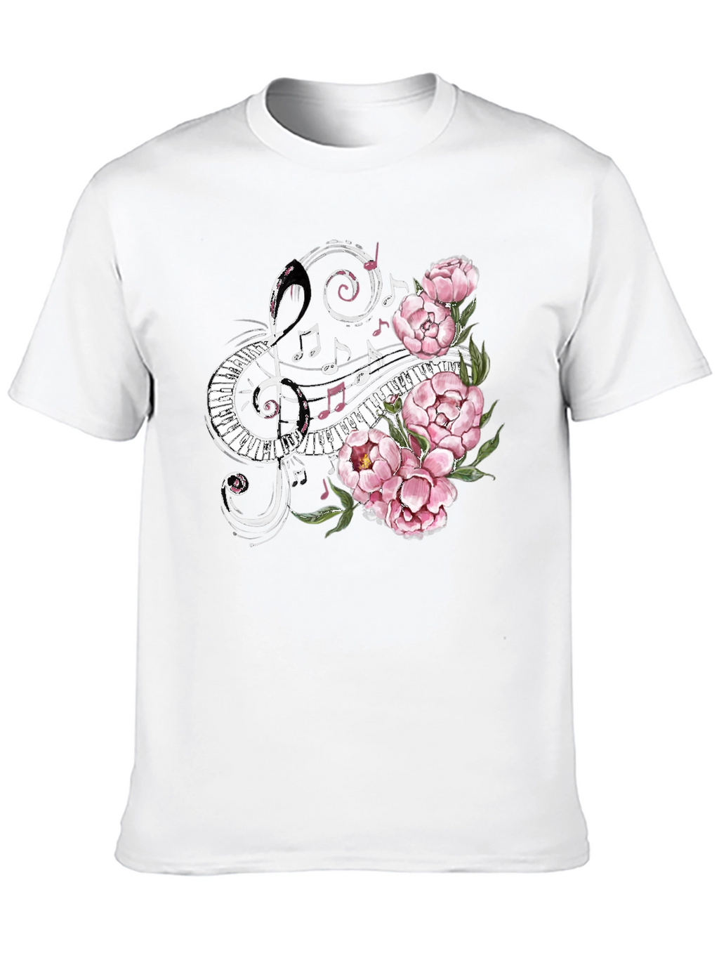 Musical Florals Mens Black Tee