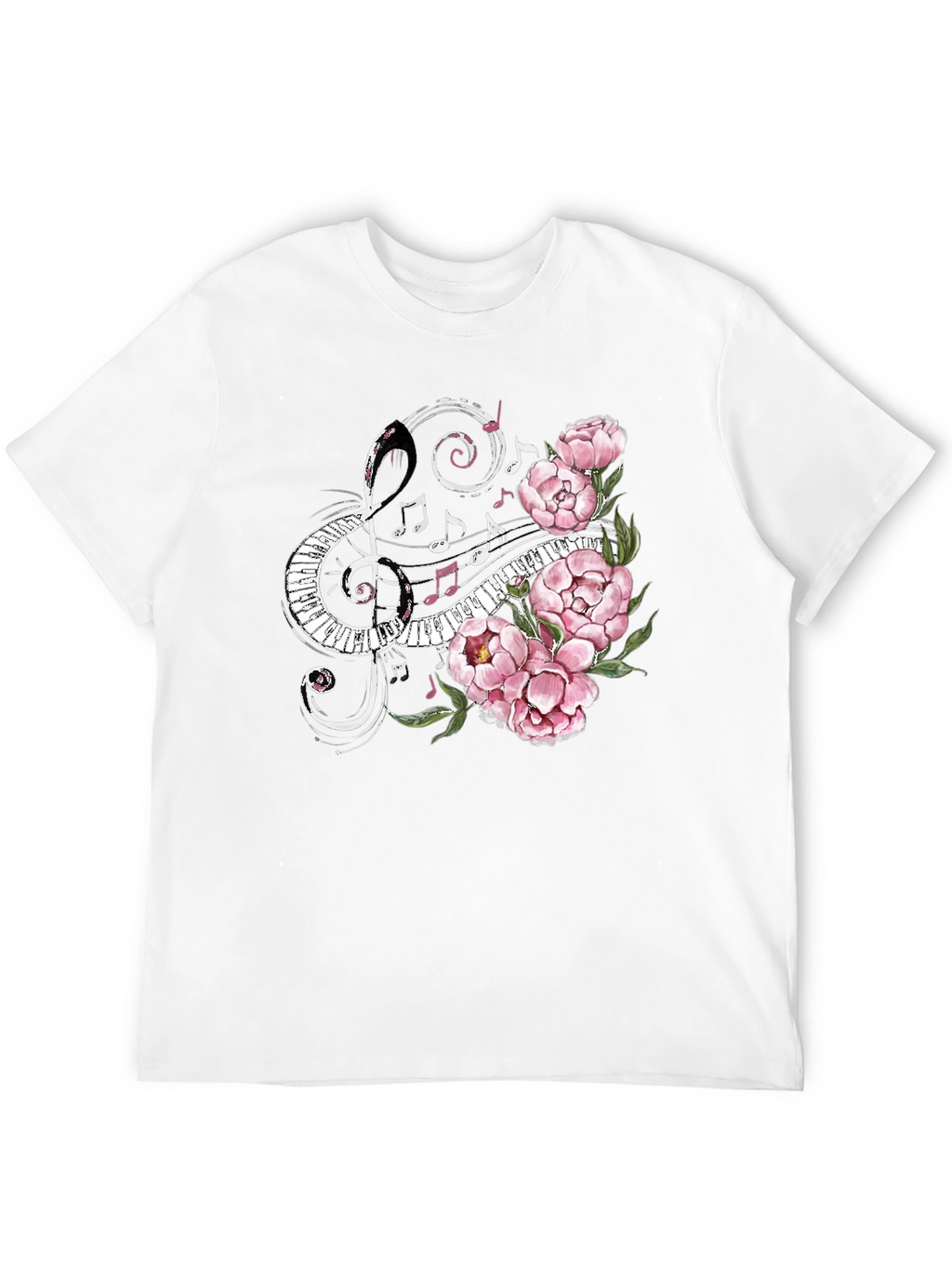 Musical Florals Mens Black Tee