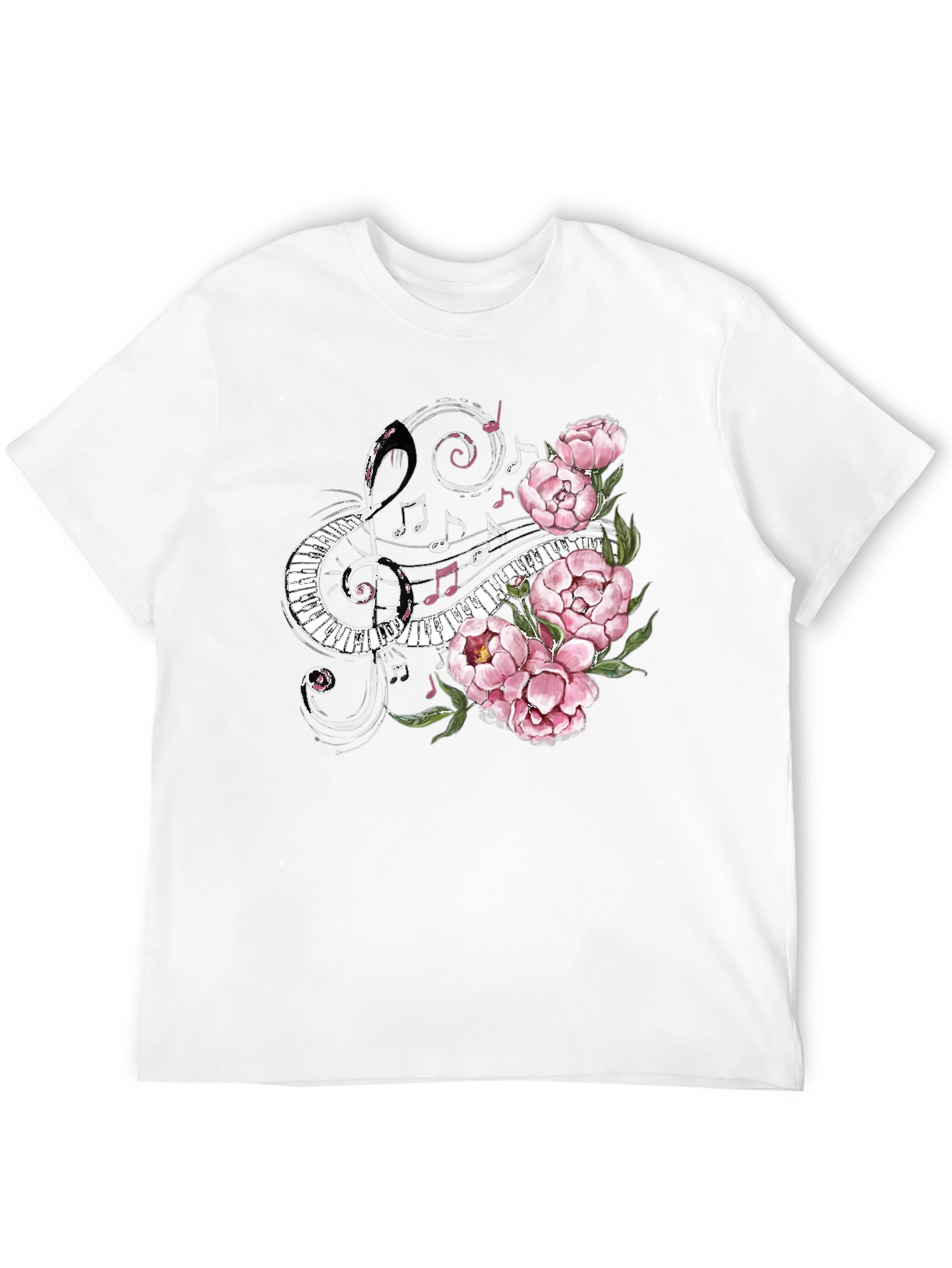 Musical Florals Mens Black Tee