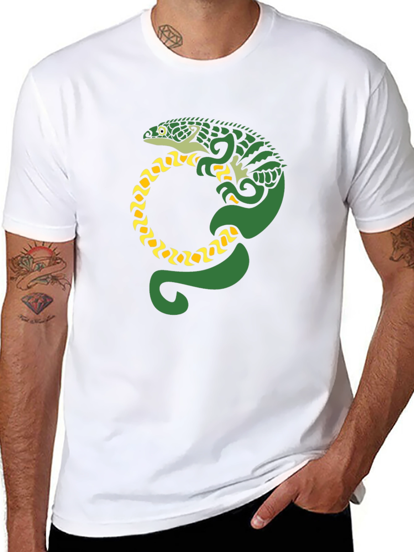 Lizard Graphic Tee - Black Cotton T-Shirt