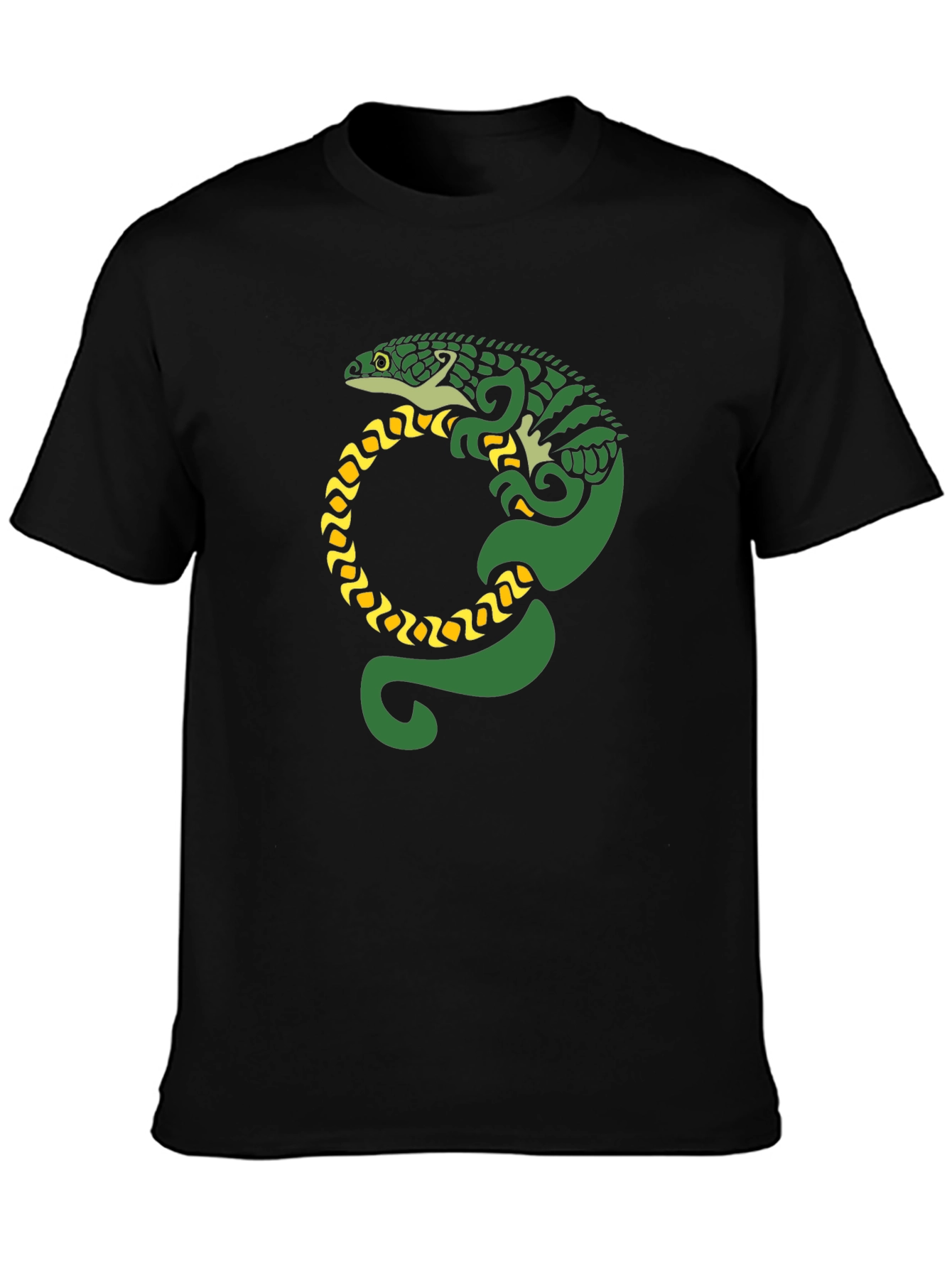 Lizard Graphic Tee - Black Cotton T-Shirt