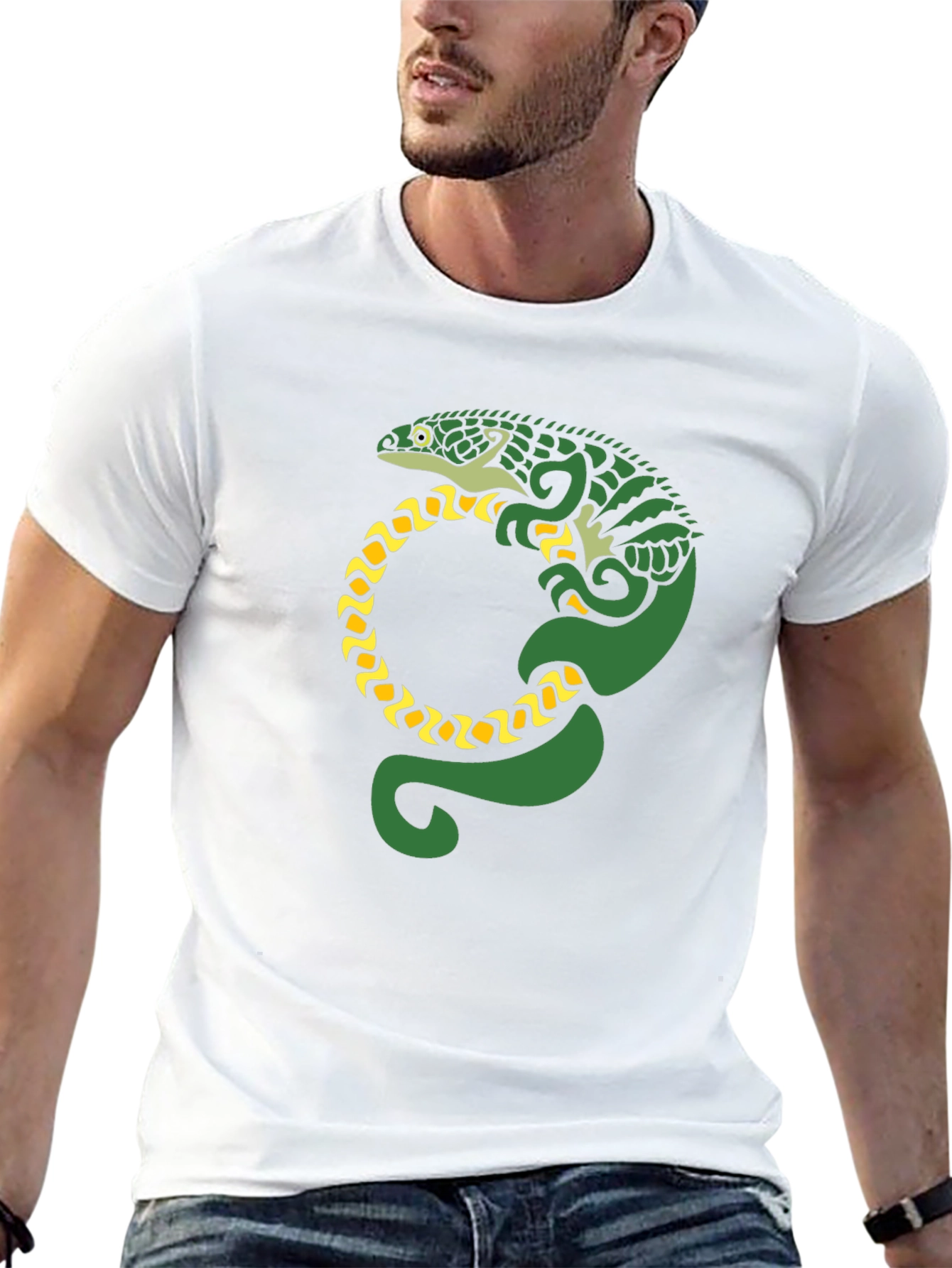 Lizard Graphic Tee - Black Cotton T-Shirt