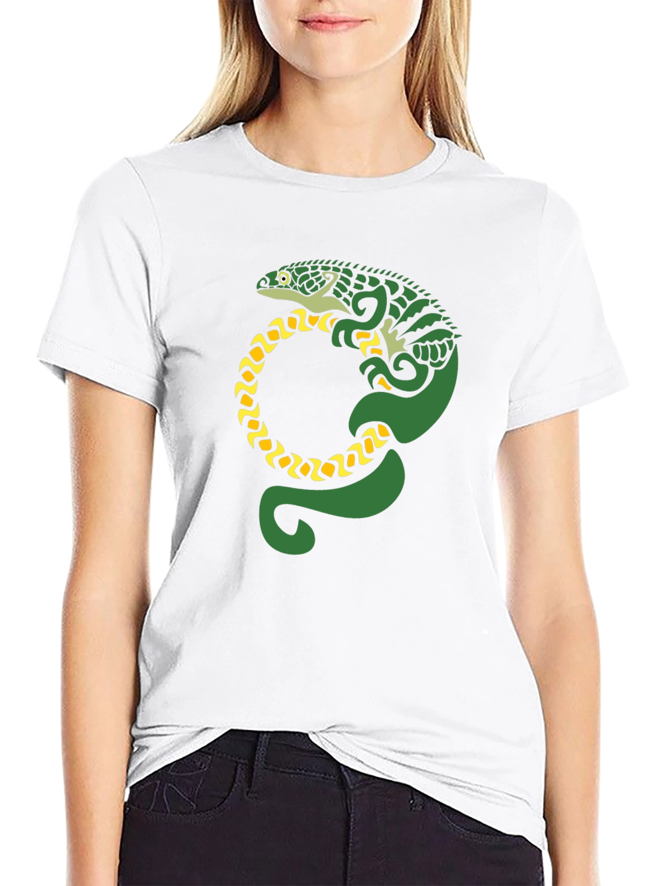 Lizard Graphic Tee - Black Cotton T-Shirt
