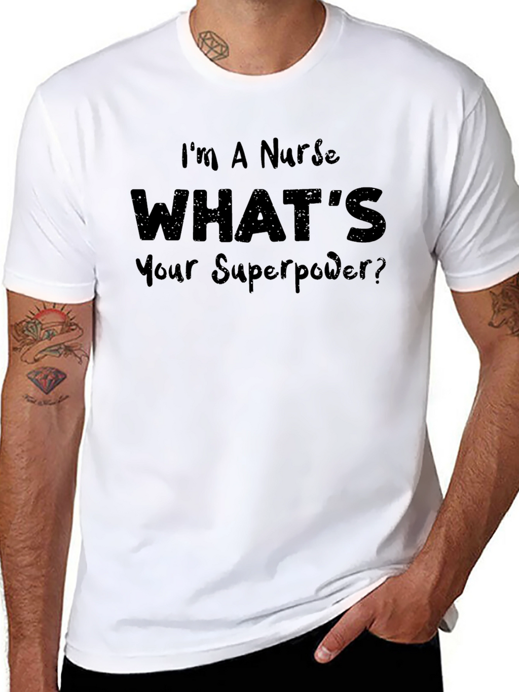 Nurse Superpower Graphic T-Shirt - Black
