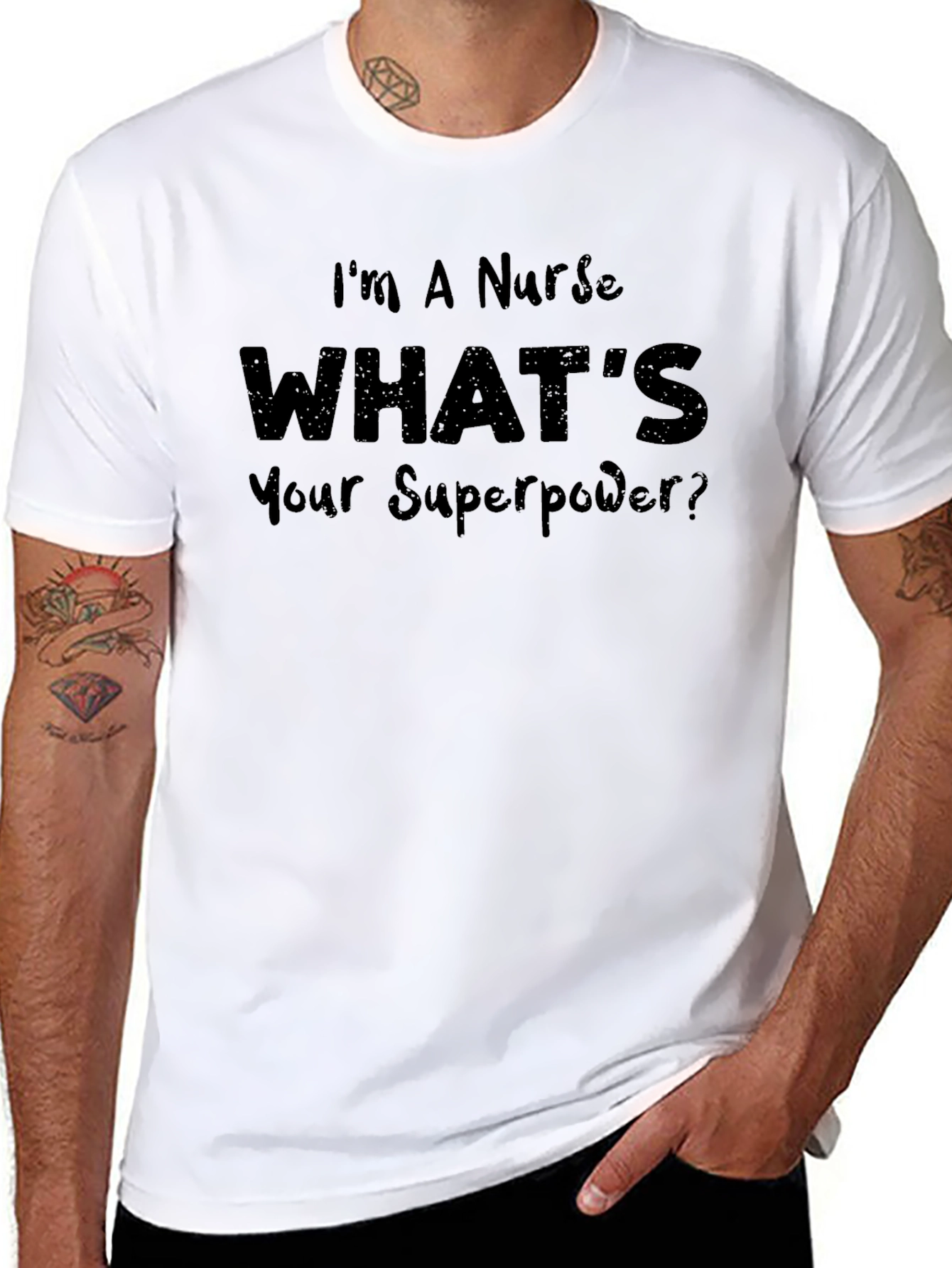 Nurse Superpower Graphic T-Shirt - Black