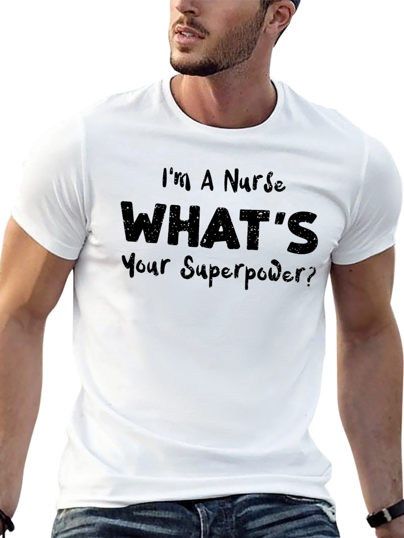 Nurse Superpower Graphic T-Shirt - Black