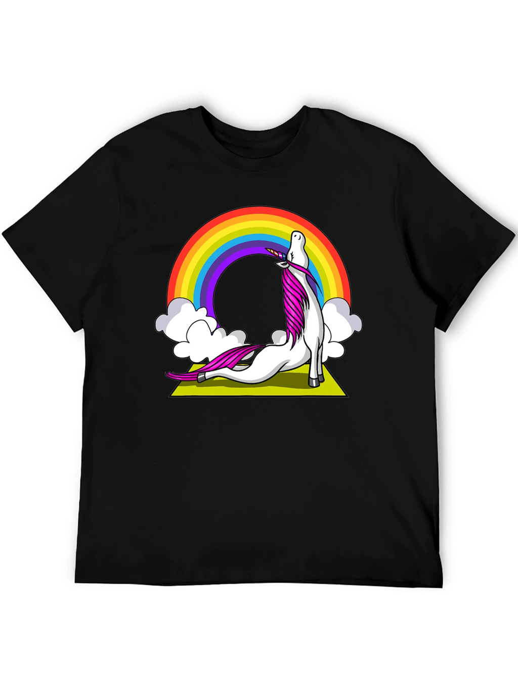 Unicorn Yoga T-Shirt Rainbow Design