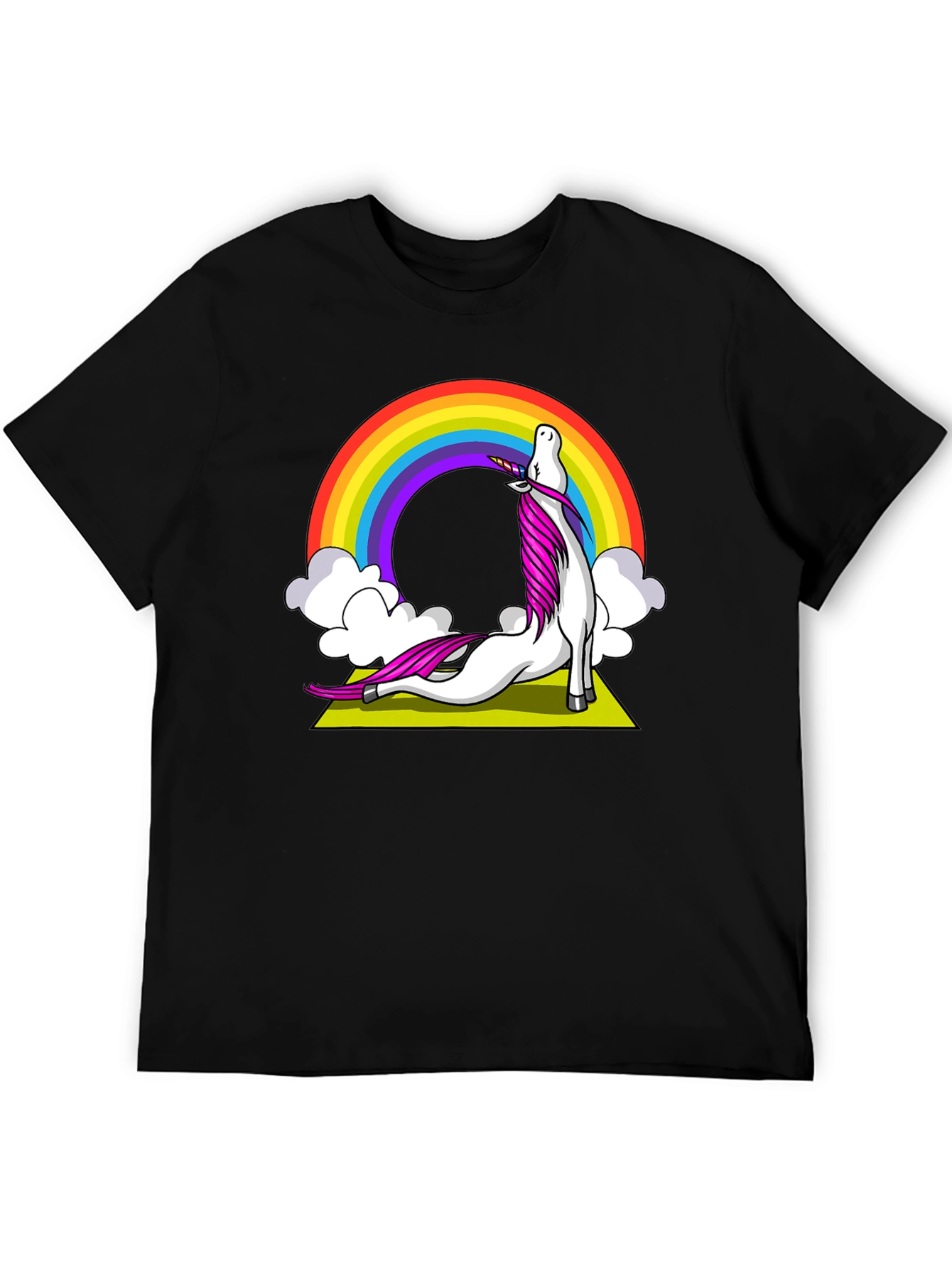 Unicorn Yoga T-Shirt Rainbow Design