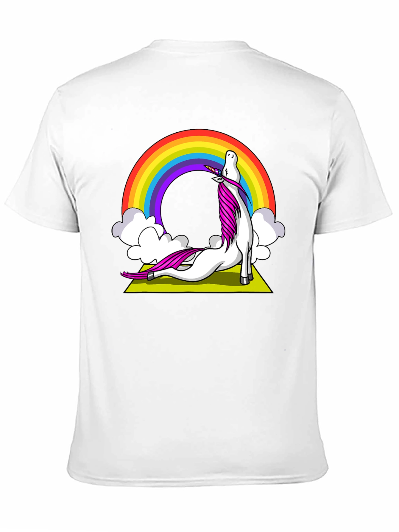 Unicorn Yoga T-Shirt Rainbow Design