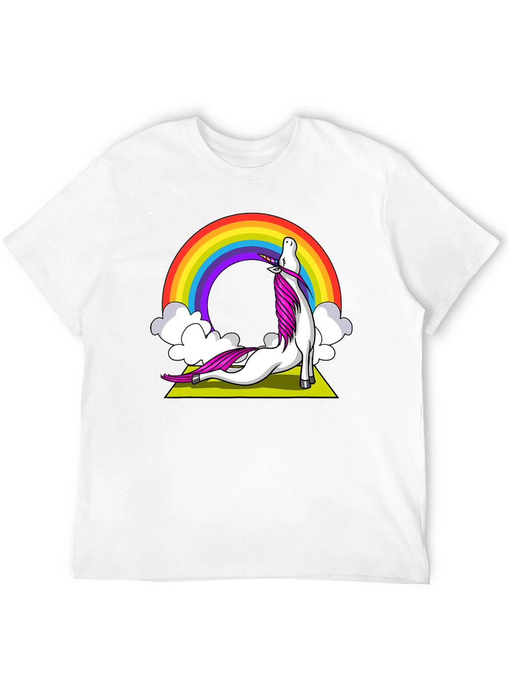Unicorn Yoga T-Shirt Rainbow Design